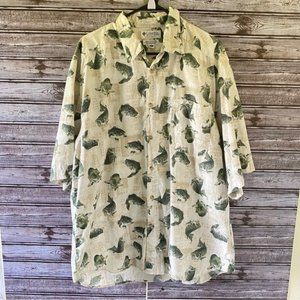 Columbia Men's Short-Sleeved Button-Down Shirt Size XL Fishing Chest Pocket Logo